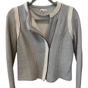 Gap Cropped Zip Moto Jacket Women's XS Full Zip Vintage Y2K Gray Cream Cabincore